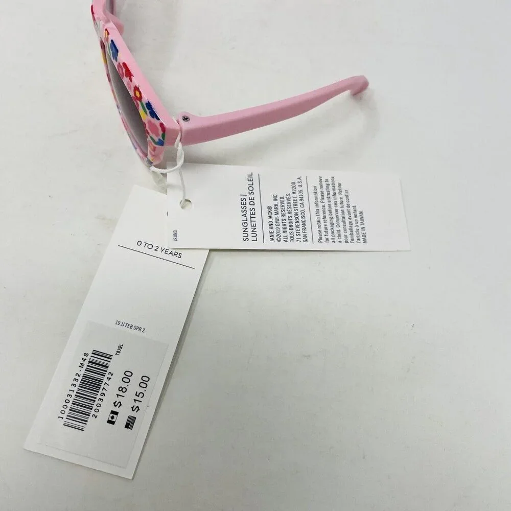 Janie and Jack Baby Girls Size 0-2 Years Floral Print Cat Eye Sunglasses in Pink